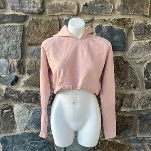 Gymshark Slounge Drawcord Cropped Hoodie in Blush Nude Size Medium